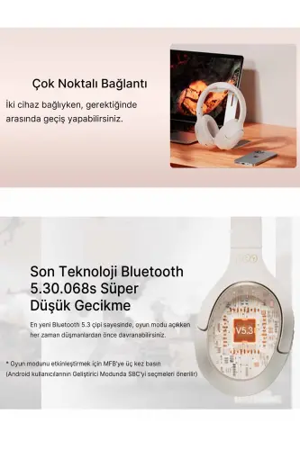 H2 Pro Aux Kablosiz Bt 5.3 Qora Quloq Hifi Enc 70 Soat Tinglash O'yin Modu-Qora - 5