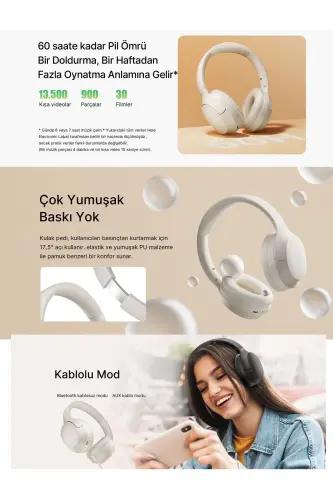 H2 Pro Aux Wireless Bt 5.3 White Earbuds Hifi Enc 70 Hours Listening Gaming Mode - 3