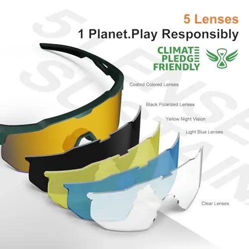 HAAYOT Erkaklar, ayollar, o'smirlar uchun polarizatsiyalangan sport quyoshdan saqlaydigan ko'zoynaklar Beysbol, velosiped, yugurish, softbol, ​​velosipedda uchish uchun 5 ta linzali ko'zoynak - HAAYOT (1)