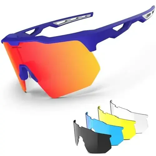 HAAYOT Polarized Sports Sunglasses for Men Women Youth Baseball Cycling Running Softball Biking Glasses 5 Lenses - HAAYOT