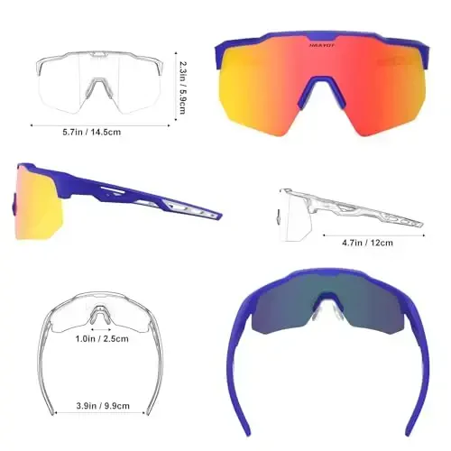HAAYOT Polarized Sports Sunglasses for Men Women Youth Baseball Cycling Running Softball Biking Glasses 5 Lenses - 6