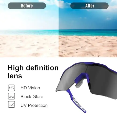 HAAYOT Polarized Sports Sunglasses for Men Women Youth Baseball Cycling Running Softball Biking Glasses 5 Lenses - 4