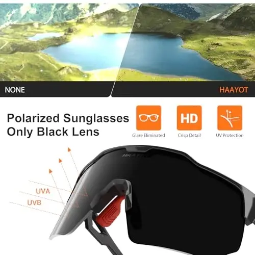 HAAYOT Polarized Sports Sunglasses for Men Women Youth Baseball Cycling Running Softball Biking Glasses 5 Lenses - 4