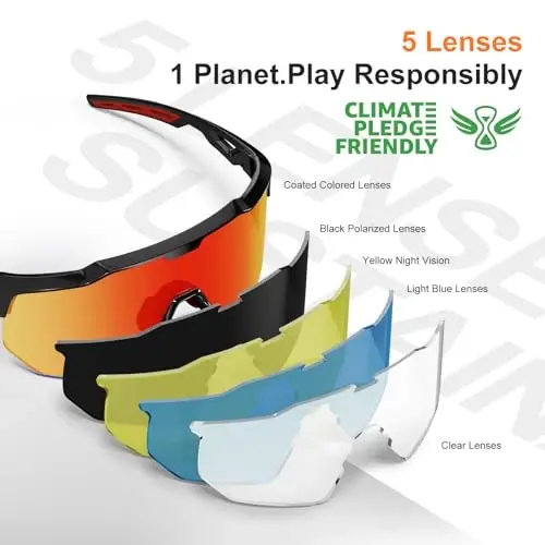 HAAYOT Polarized Sports Sunglasses for Men Women Youth Baseball Cycling Running Softball Biking Glasses 5 Lenses - HAAYOT