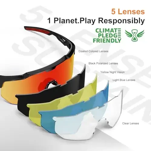 HAAYOT Polarized Sports Sunglasses for Men Women Youth Baseball Cycling Running Softball Biking Glasses 5 Lenses - HAAYOT (1)