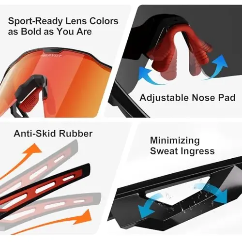 HAAYOT Polarized Sports Sunglasses for Men Women Youth Baseball Cycling Running Softball Biking Glasses 5 Lenses - 5
