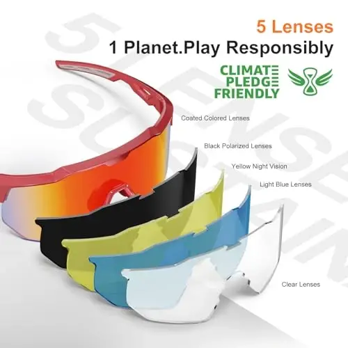 HAAYOT Polarized Sports Sunglasses for Men Women Youth Baseball Cycling Running Softball Biking Glasses 5 Lenses - HAAYOT (1)
