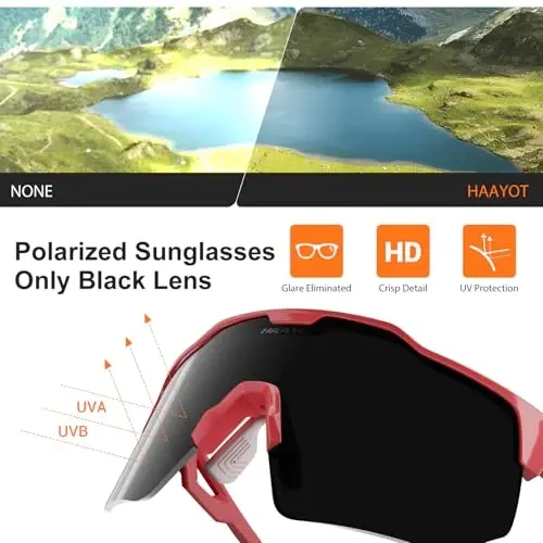 HAAYOT Polarized Sports Sunglasses for Men Women Youth Baseball Cycling Running Softball Biking Glasses 5 Lenses - 5
