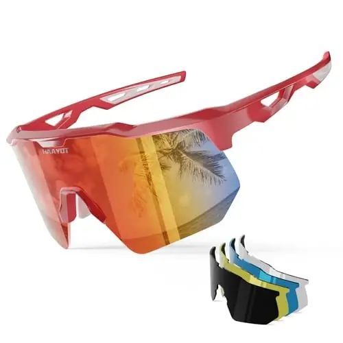 HAAYOT Polarized Sports Sunglasses for Men Women Youth Baseball Cycling Running Softball Biking Glasses 5 Lenses - HAAYOT