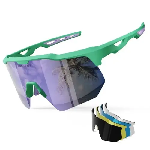 HAAYOT Polarized Sports Sunglasses for Men Women Youth Baseball Cycling Running Softball Biking Glasses 5 Lenses - 1