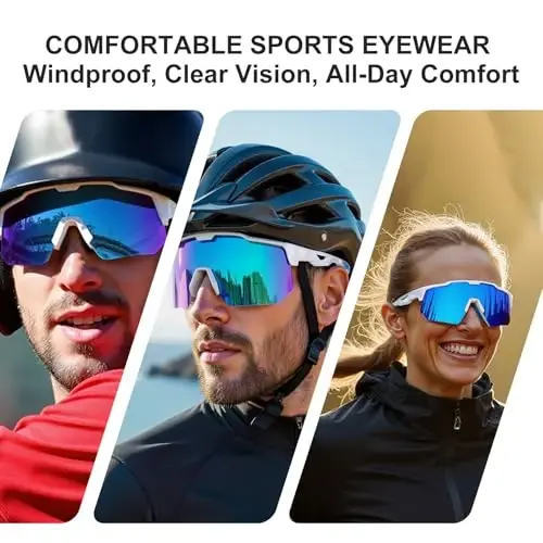 HAAYOT Polarized Sports Sunglasses for Men Women Youth Baseball Cycling Running Softball Biking Glasses 5 Lenses - 4