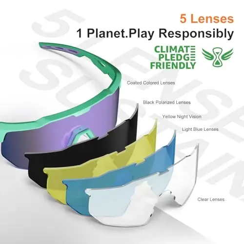 HAAYOT Polarized Sports Sunglasses for Men Women Youth Baseball Cycling Running Softball Biking Glasses 5 Lenses - 2