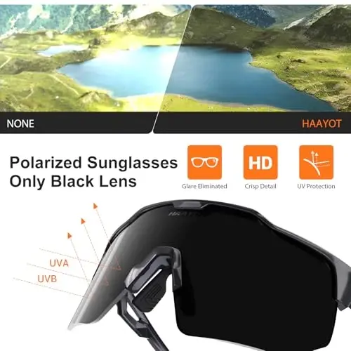 HAAYOT Polarized Cycling Glasses,Sports Sunglasses for Men Women,Baseball Biking Running Sunglasses 5 Lenses Transparent Gray Green - 5