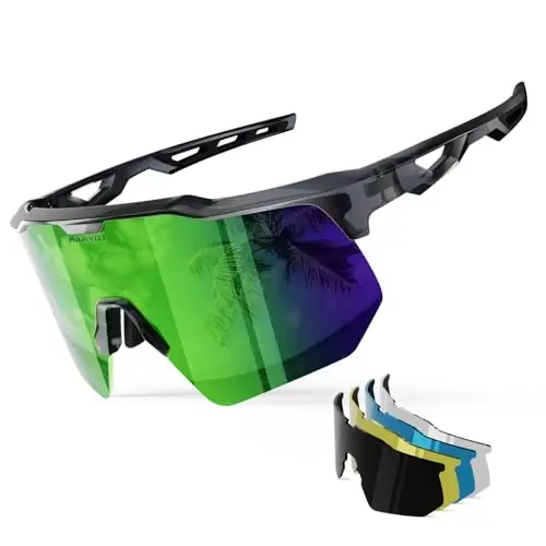 HAAYOT Polarized Sports Sunglasses for Men Women Youth Baseball Cycling Running Softball Biking Glasses 5 Lenses - 1