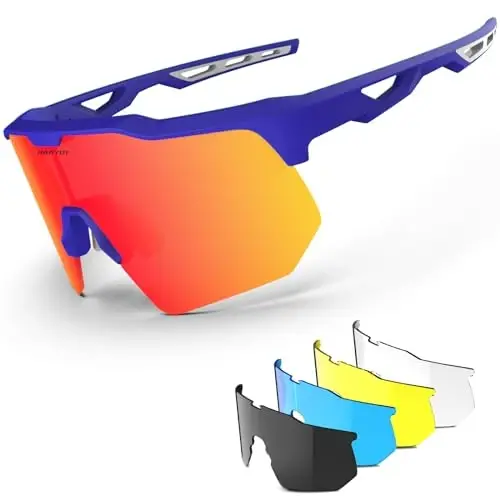 HAAYOT Polarized Sports Sunglasses for Men Women Youth Baseball Cycling Running Softball Biking Glasses 5 Lenses - 1