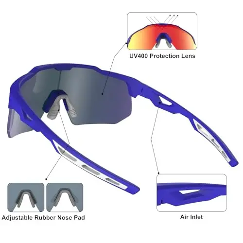 HAAYOT Polarized Sports Sunglasses for Men Women Youth Baseball Cycling Running Softball Biking Glasses 5 Lenses - 3