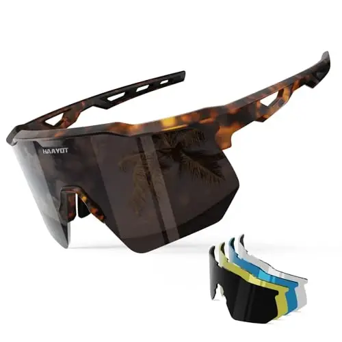 HAAYOT Polarized Sports Sunglasses for Men Women Youth Baseball Cycling Running Softball Biking Glasses 5 Lenses - HAAYOT