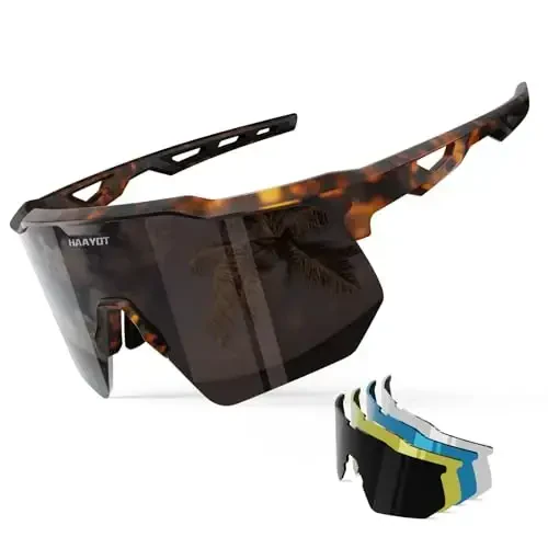 HAAYOT Polarized Sports Sunglasses for Men Women Youth Baseball Cycling Running Softball Biking Glasses 5 Lenses 