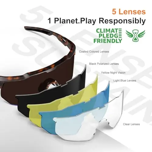 HAAYOT Polarized Sports Sunglasses for Men Women Youth Baseball Cycling Running Softball Biking Glasses 5 Lenses - 2