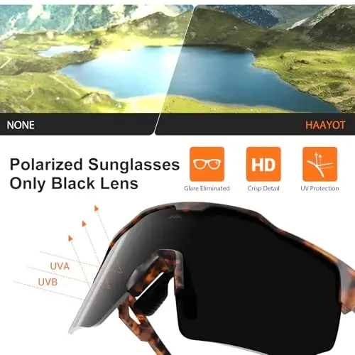 HAAYOT Polarized Sports Sunglasses for Men Women Youth Baseball Cycling Running Softball Biking Glasses 5 Lenses - 5