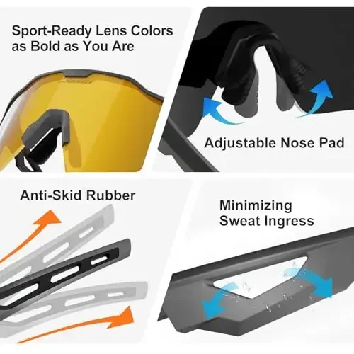 HAAYOT Polarized Sports Sunglasses for Men Women Youth Baseball Cycling Running Softball Biking Glasses 5 Lenses - 6