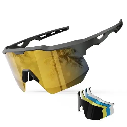 HAAYOT Polarized Sports Sunglasses for Men Women Youth Baseball Cycling Running Softball Biking Glasses 5 Lenses - HAAYOT