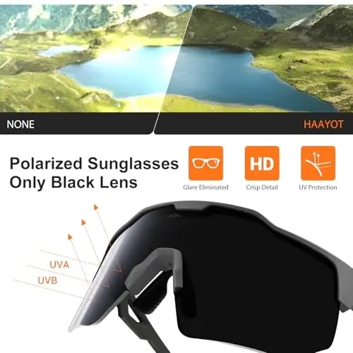 HAAYOT Polarized Sports Sunglasses for Men Women Youth Baseball Cycling Running Softball Biking Glasses 5 Lenses - 5