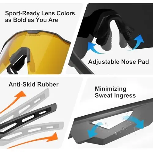 HAAYOT Polarized Sports Sunglasses for Men Women Youth Baseball Cycling Running Softball Biking Glasses 5 Lenses - 6