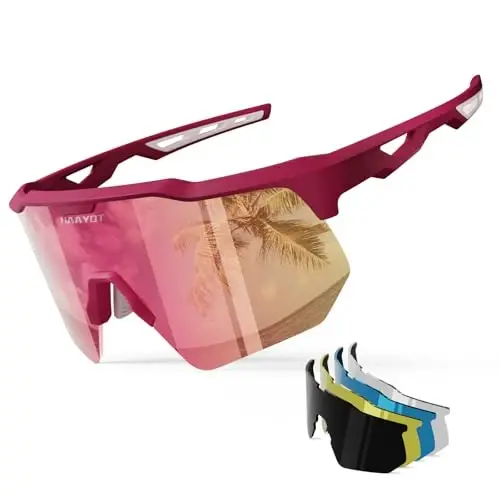 HAAYOT Polarized Sports Sunglasses for Men Women Youth Baseball Cycling Running Softball Biking Glasses 5 Lenses - 1