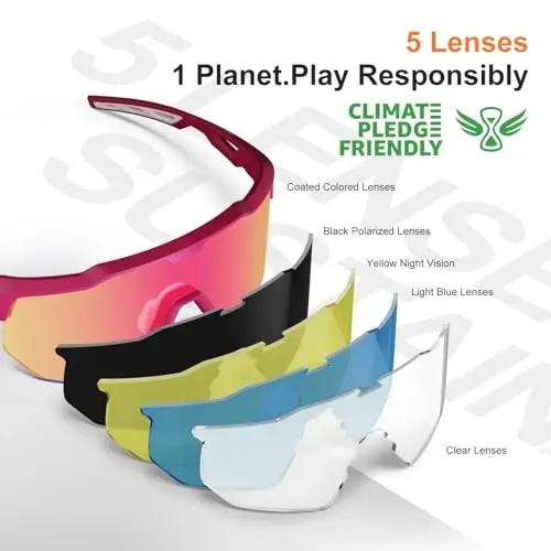 HAAYOT Polarized Sports Sunglasses for Men Women Youth Baseball Cycling Running Softball Biking Glasses 5 Lenses - 2