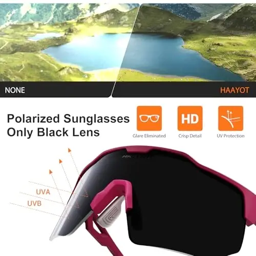 HAAYOT Polarized Sports Sunglasses for Men Women Youth Baseball Cycling Running Softball Biking Glasses 5 Lenses - 5