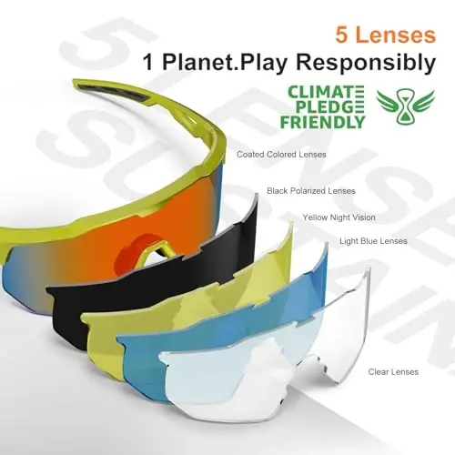 HAAYOT Polarized Sports Sunglasses for Men Women Youth Baseball Cycling Running Softball Biking Glasses 5 Lenses - 2