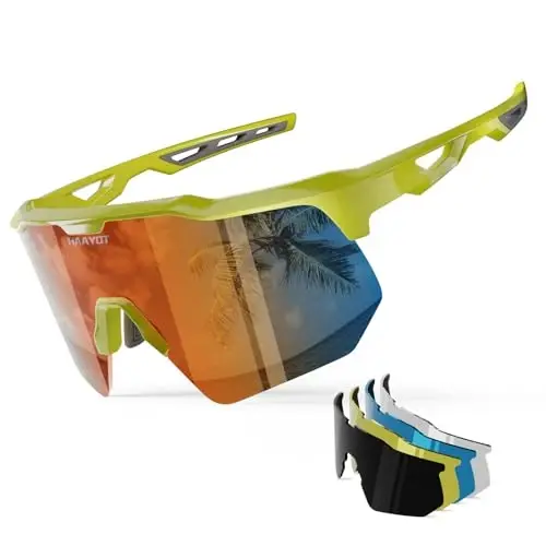 HAAYOT Polarized Sports Sunglasses for Men Women Youth Baseball Cycling Running Softball Biking Glasses 5 Lenses - 1