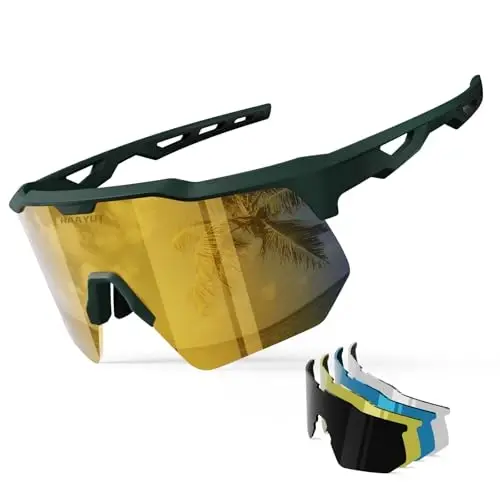 HAAYOT Polarized Sports Sunglasses for Men Women Youth Baseball Cycling Running Softball Biking Glasses 5 Lenses 