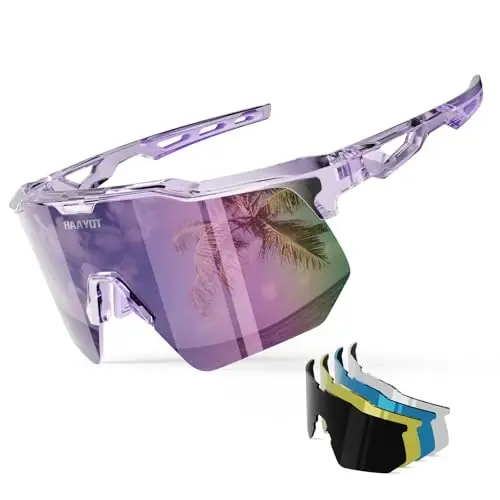 HAAYOT Polarized Sports Sunglasses for Men Women Youth Baseball Cycling Running Softball Biking Glasses 5 Lenses - 1