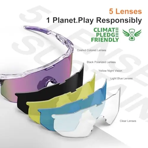 HAAYOT Polarized Sports Sunglasses for Men Women Youth Baseball Cycling Running Softball Biking Glasses 5 Lenses - 2