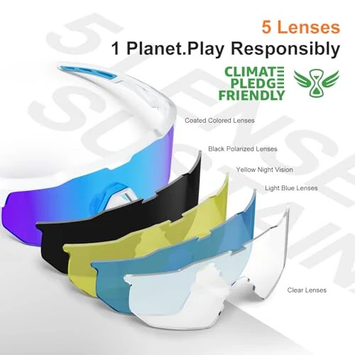 HAAYOT Polarized Sports Sunglasses for Men Women Youth Baseball Cycling Running Softball Biking Glasses 5 Lenses 