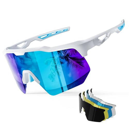 HAAYOT Polarized Sports Sunglasses for Men Women Youth Baseball Cycling Running Softball Biking Glasses 5 Lenses - 4