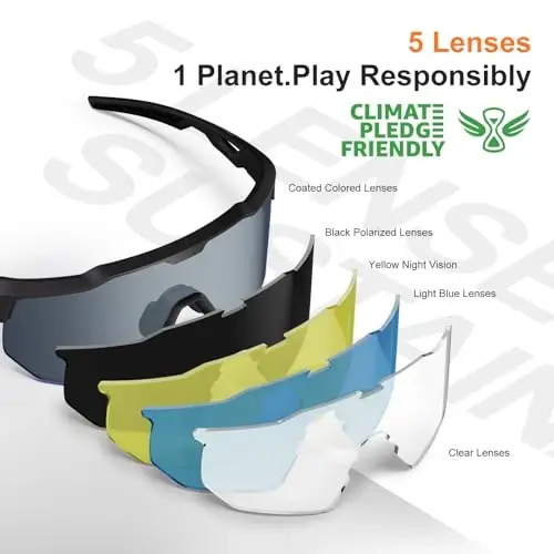 HAAYOT Polarized Sports Sunglasses for Men Women Youth Baseball Cycling Running Softball Biking Glasses 5 Lenses - 2