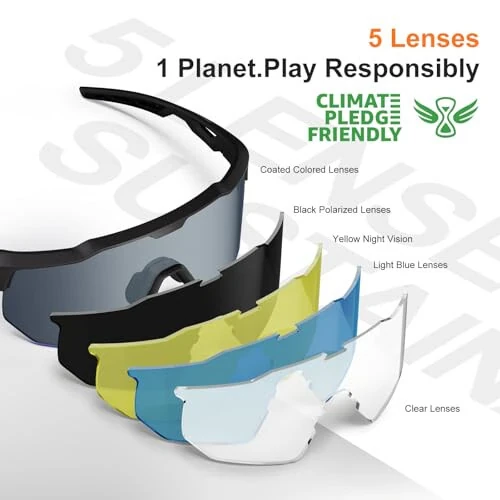 HAAYOT Polarized Sport Quyosh Ko'zoynaklari Erkaklar Ayollar Yoshlik Beysbol Velosiped Yugurish Softbol Velosiped Ko'zoynaklari 5 Linzalar - HAAYOT (1)