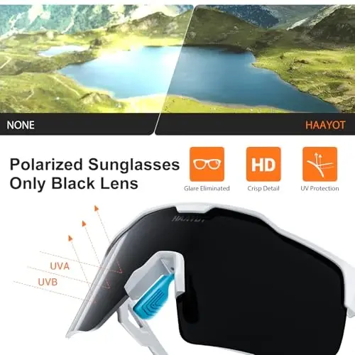 HAAYOT Polarized Sports Sunglasses for Men Women Youth Baseball Cycling Running Softball Biking Glasses 5 Lenses - 4