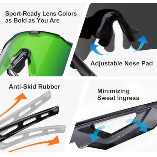 HAAYOT Polarized Sports Sunglasses for Men Women Youth Baseball Cycling Running Softball Biking Glasses 5 Lenses - 6