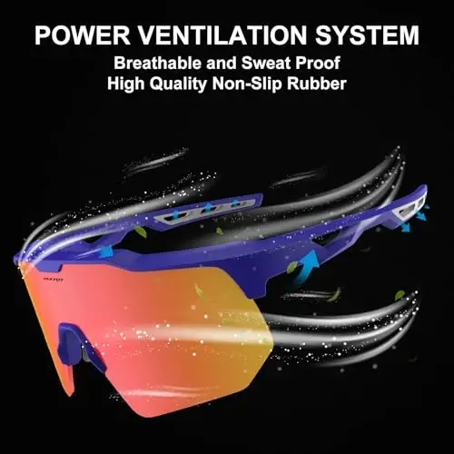 HAAYOT Polarized Sports Sunglasses for Men Women Youth Baseball Cycling Running Softball Biking Glasses 5 Lenses - 5