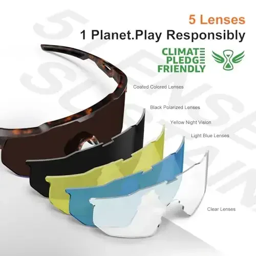 HAAYOT Polarized Sports Sunglasses for Men Women Youth Baseball Cycling Running Softball Biking Glasses 5 Lenses - 2