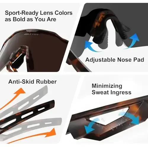 HAAYOT Polarized Sports Sunglasses for Men Women Youth Baseball Cycling Running Softball Biking Glasses 5 Lenses - 6