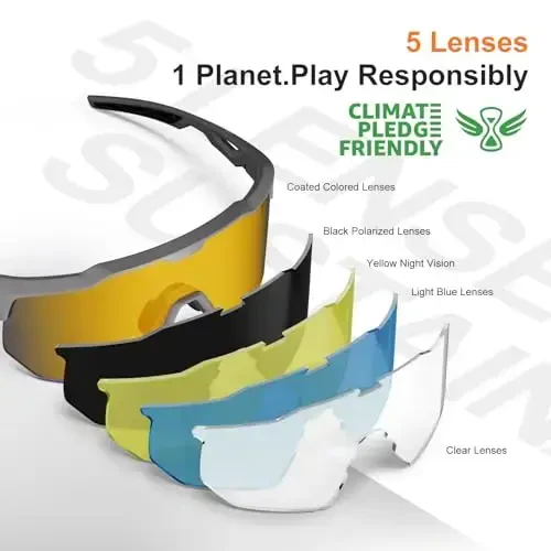 HAAYOT Polarized Sports Sunglasses for Men Women Youth Baseball Cycling Running Softball Biking Glasses 5 Lenses - 2