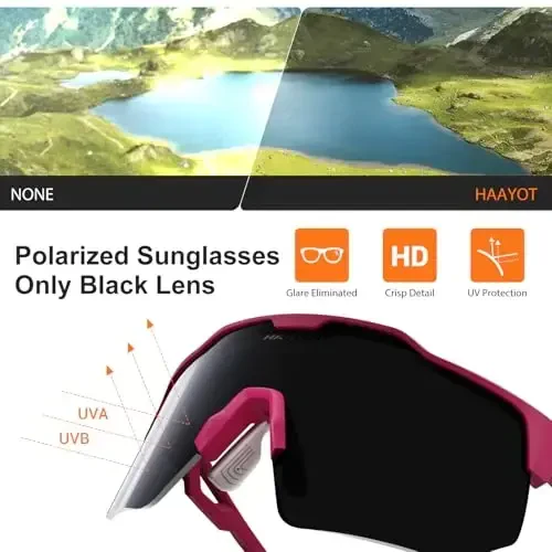 HAAYOT Polarized Sports Sunglasses for Men Women Youth Baseball Cycling Running Softball Biking Glasses 5 Lenses - 5