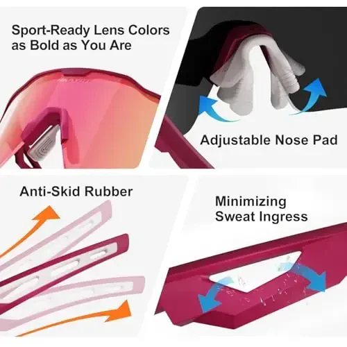 HAAYOT Polarized Sports Sunglasses for Men Women Youth Baseball Cycling Running Softball Biking Glasses 5 Lenses - 6