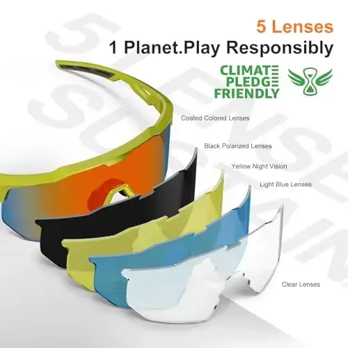 HAAYOT Polarized Sports Sunglasses for Men Women Youth Baseball Cycling Running Softball Biking Glasses 5 Lenses - 2