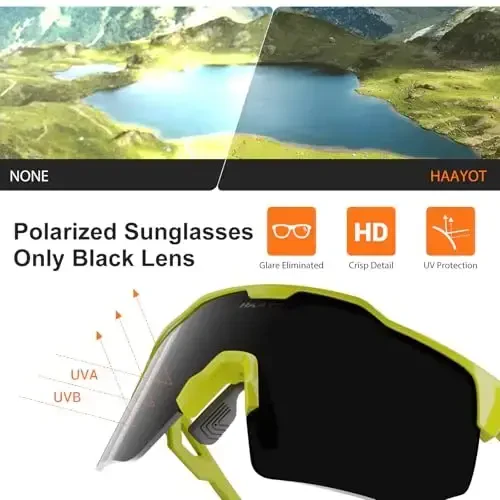 HAAYOT Polarized Sports Sunglasses for Men Women Youth Baseball Cycling Running Softball Biking Glasses 5 Lenses - 5